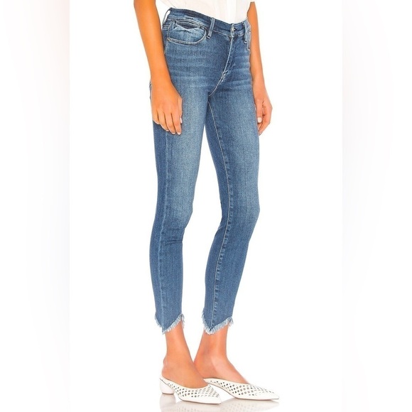 Frame Le High Double Triangle Raw Hem Ankle Skinny Jeans In Bestia, Size 29 - Picture 3 of 13